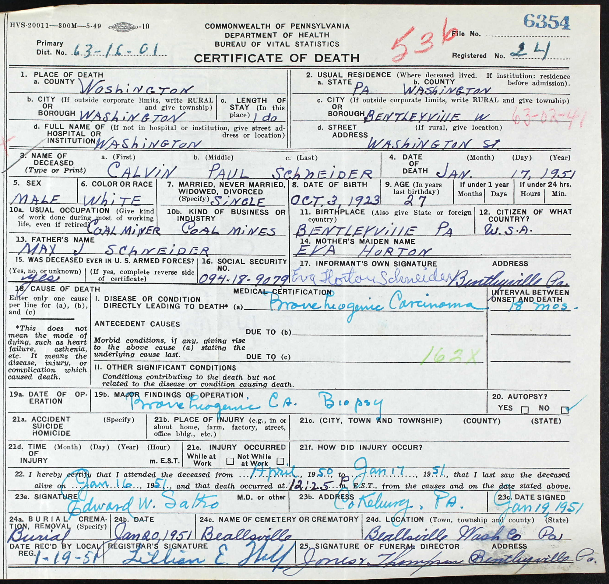 death certificate